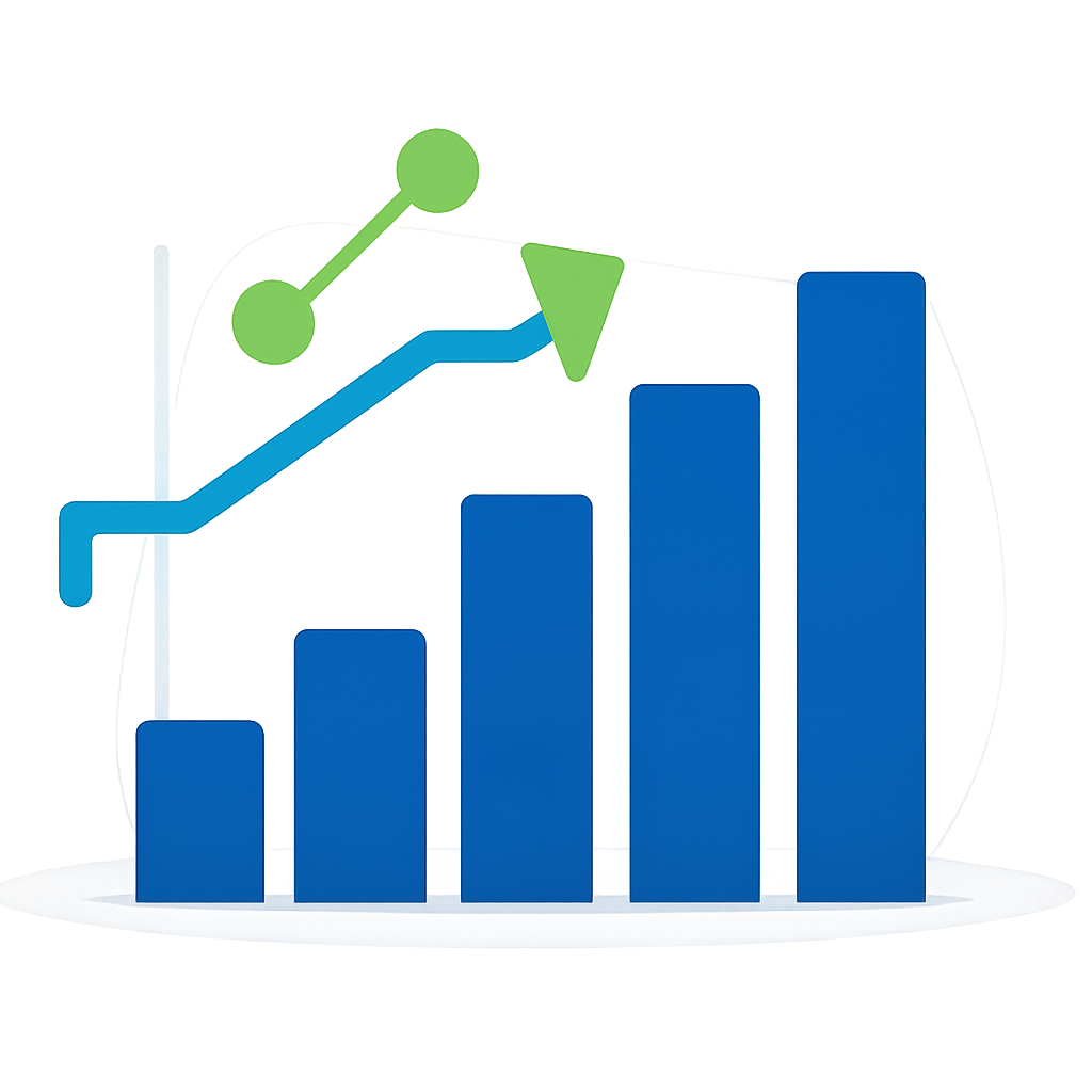 Rising growth trend in blue and green